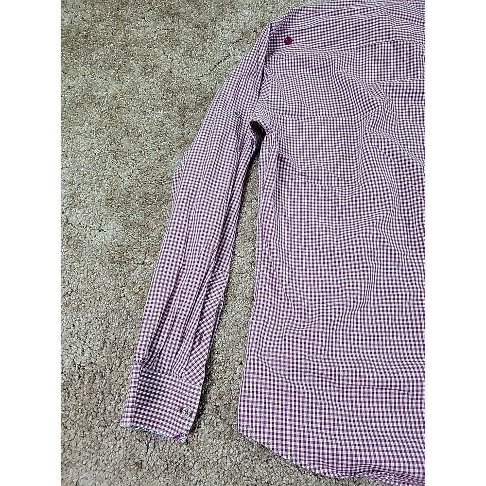 Jared Lang Shirt Mens XL Multicolored Gingham Check Button Up Flip Cuffs Paisley - Picture 8 of 10